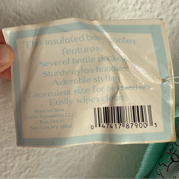 Vintage 90s Diaper Bag Cudlie White Green Stars Sleeping Baby Sweet Dreams NWT - Picture 3 of 10